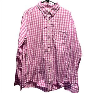 white/ Pink Check J. Crew Man’s Casual Button Down Shirt